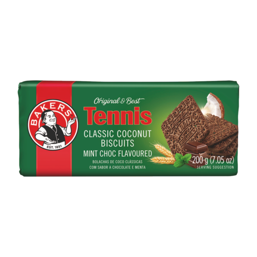 Bakers Tennis Mint Chocolate Flavoured Classic Coconut Biscuits 200g