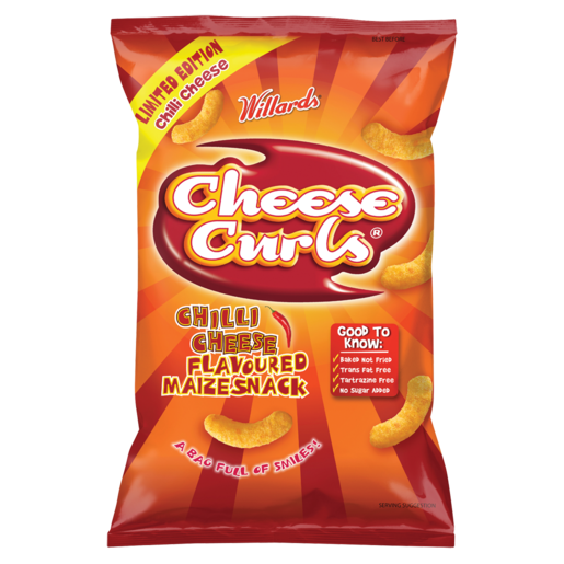 Cheese Curls Chilli Cheese Flavoured Maize Snack 150g