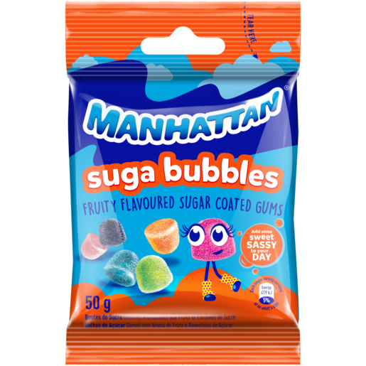 Manhattan Fruity Flavoured Suga Bubbles 50g