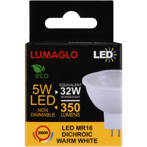 Lumaglo Warm White Eco MR16 LED Dichroic Globe 5W
