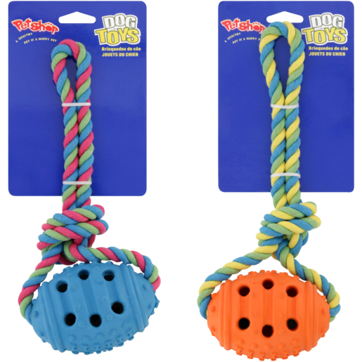 Petshop Rubber Ball On Rope Dog Toy (Assorted Item - Supplied At Random)