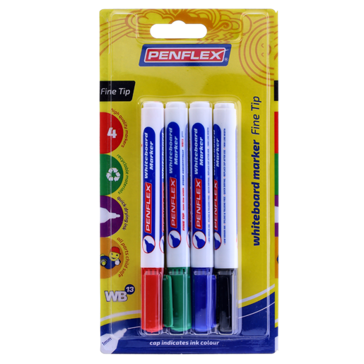 Penflex Fine Whiteboard Markers 4 Pack, Erasable Markers, Pens, Pencils &  Markers, Stationery & Newsagent, Household