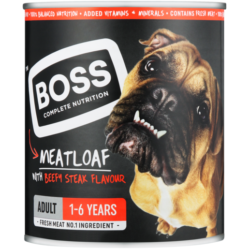 Boss Warrior Steak Flavoured Dog Food Can 820g
