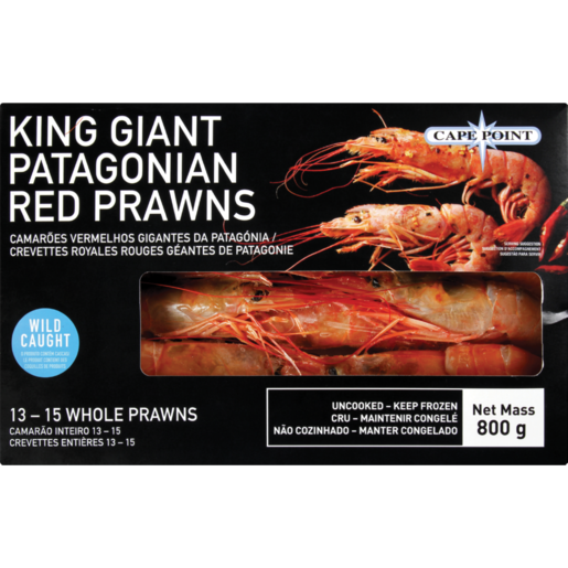 Cape Point Frozen King Giant Patagonian Red Prawns 800g