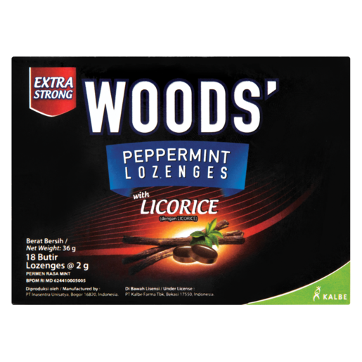 Woods' Peppermint Lozenges With Licorice 18 Pack