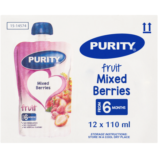 PURITY From 6 Months Mixed Berries Fruit Pouches 12 x 110ml