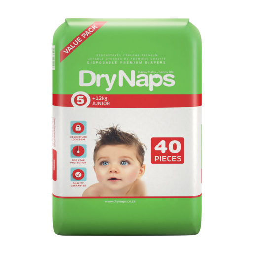 DryNaps Size 5 Disposable Premium Diapers 40 Pack