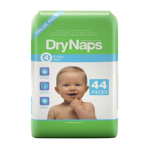 DryNaps Size 4 Disposable Premium Diapers 44 Pack
