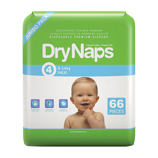 DryNaps Jumbo Size 4 Maxi Diapers 66 Pack