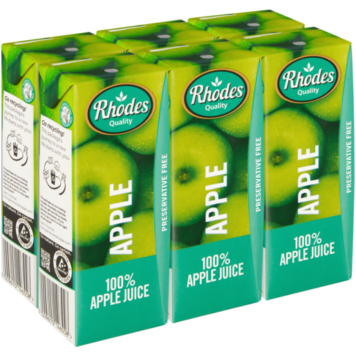 Rhodes 100% Apple Juice Boxes 6 x 200ml