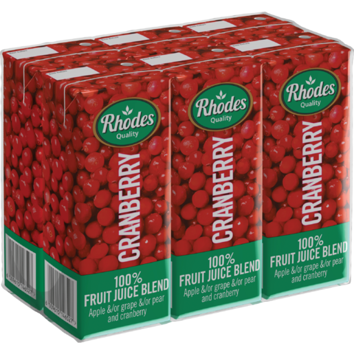 Rhodes 100% Cranberry Fruit Juice Blend 6 x 200ml