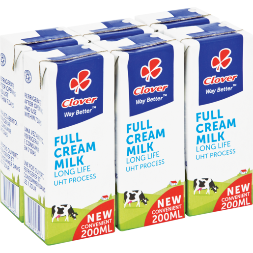 Clover UHT Long Life Full Cream Milk 6 x 200ml