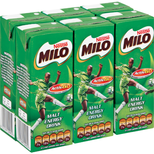 Milo Malt Chocolate Flavoured Energy Drinks 6 x 200ml