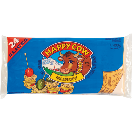 Happy Cow Cheddar Cheese Slices Pack 400g