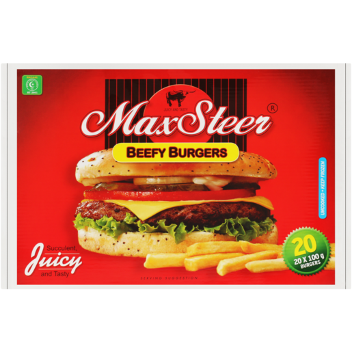 MaxSteer Frozen Beefy Burgers 20 x 100g
