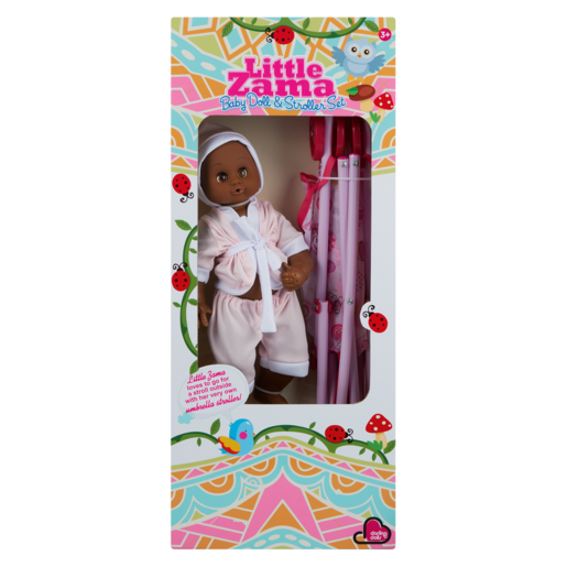 Darling Dolls Little Zama Baby Doll & Stroller Set 34cm (Single)