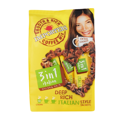 Importers Deep Rich Italian Strong Coffee Mix 10 Sachets 250g