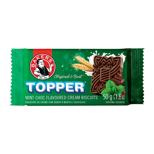 Bakers Topper Chocolate Mint Flavoured Cream Biscuits 50g