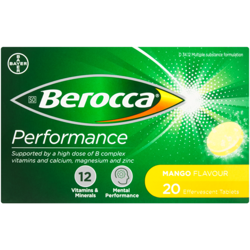 Berocca Mango Effervescent Tablets 20 Pack