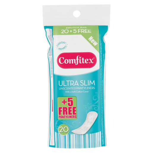 Comfitex Ultra Slim Unscented Pantyliners 25 Pack