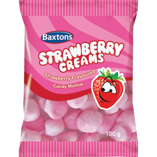 Baxtons Strawberry Creams Flavoured Candy Mallow Pack 100g