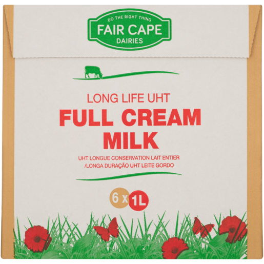 Fair Cape Dairies Ecofresh UHT Long Life Full Cream Milk 6 x 1L