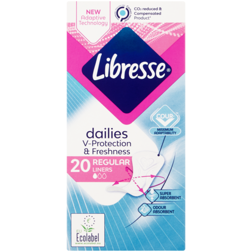Libresse Dailies Fresh Unscented Regular Panty Liners 20 Pack