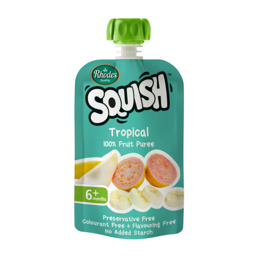 Rhodes Quality Squish Tropical Puree 6 Months+ Pouch 110ml