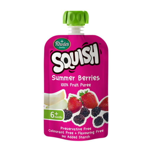 Rhodes Quality Squish Summer Berries Fruit Puree 6 Months+ Pouch 110ml