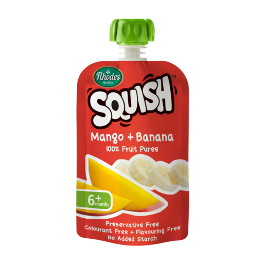 Rhodes Squish Mango & Banana Fruit Puree 6 Months+ Pouch 110ml