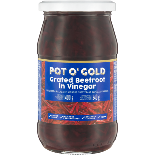 Pot O' Gold Grated Beetroot in Vinegar 400g 