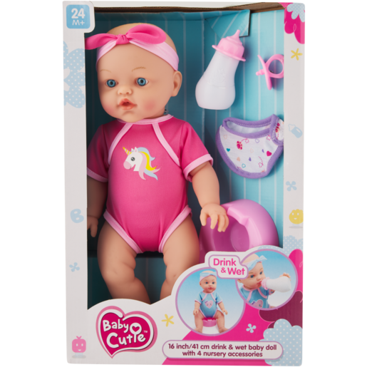 Baby Cutie Drink & Wet Baby Doll Set 5 Piece