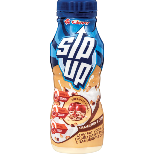 Clover Sip Up Low Fat Cranberry & Oats Yoghurt Based Dairy Snack Drink 250g
