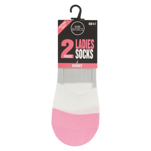 Bare Basics Ladies Size 4-7 Secret Socks 2 Pack (Assorted Item - Supplied At Random)
