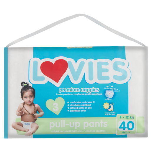 Lovies Premium Pull-Up Pants Size 3 Nappies 40 Pack