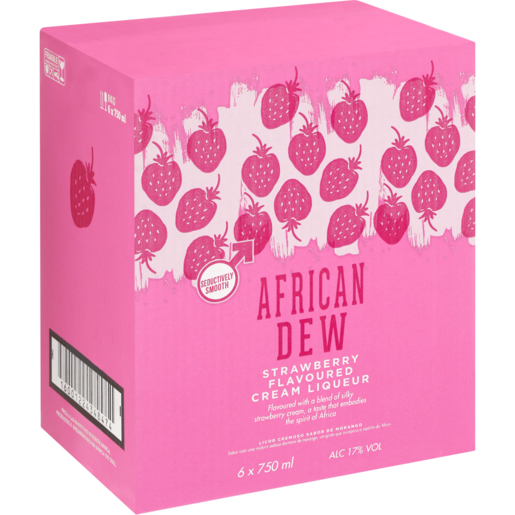 African Dew Strawberry Cream Liqueur Bottles 6 x 750ml