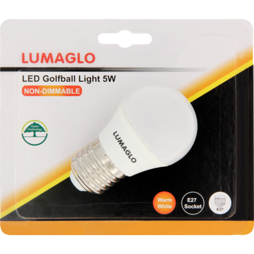 Lumaglo Warm White Golf Ball LED Screw Globe 5W