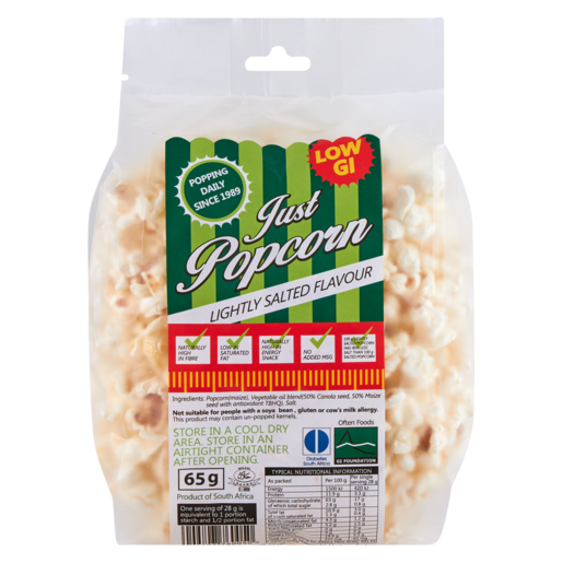 Just Popcorn Lightly Salted Flavoured Popcorn 65g