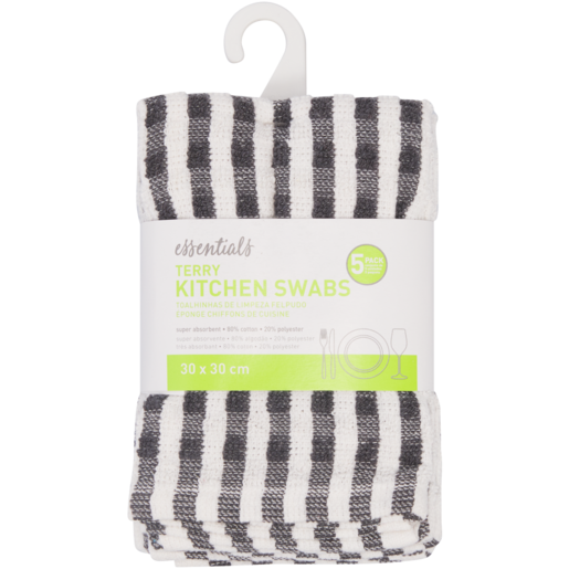 Essentials Terry Kitchen Swabs 5 Pack (Assorted Item - Supplied At ...