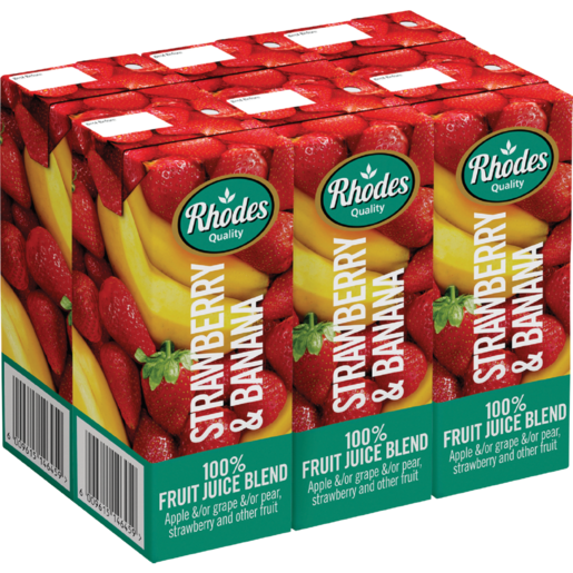 Rhodes 100% Strawberry & Banana Fruit Juice Blend Cartons 6 x 200ml
