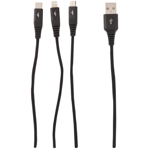 Xceed Talk Black 3-In-1 USB Cable 1.2m