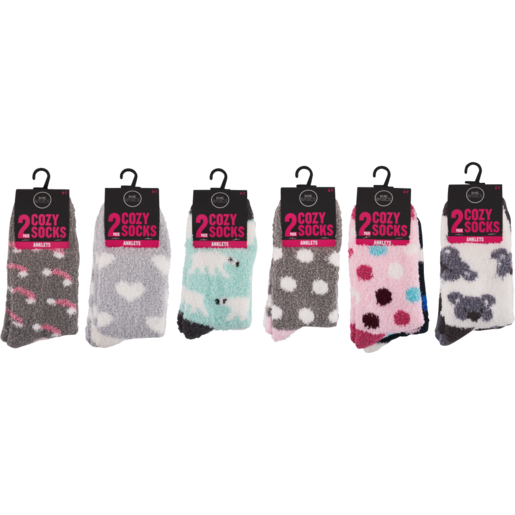 Bare Basics Ladies Cozy Anklet Socks One Size 2 Pack (Assorted Item - Supplied At Random)