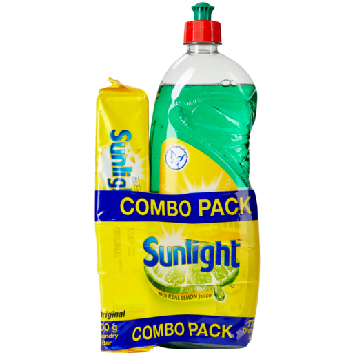 Sunlight Dishwashing Liquid & Laundry Bar Combo Pack 750ml + 500g