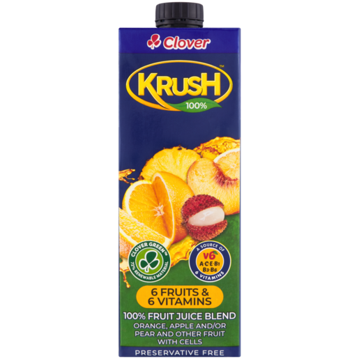 Krush 100% 6 Fruits & 6 Vitamins Fruit Juice Blend With Cells 1L