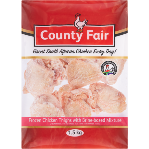County Fair Frozen Chicken Thighs With Brine-Based Mixture 1.5kg