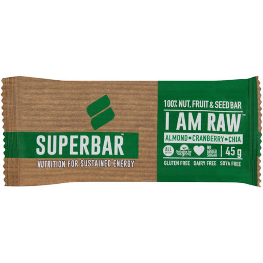 Superbar I Am Raw 100% Nut, Fruit & Seed Bar 45g 