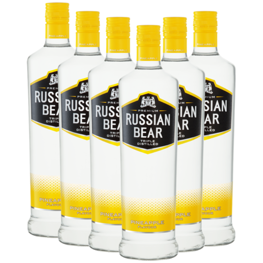 Russian Bear Pineapple Vodka Bottles 6 x 750ml