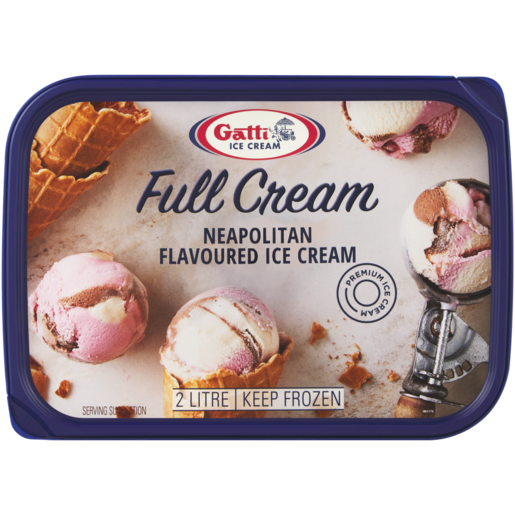 Gatti Ice Cream Neapolitan Flavoured Full Cream Ice Cream Tub 2L