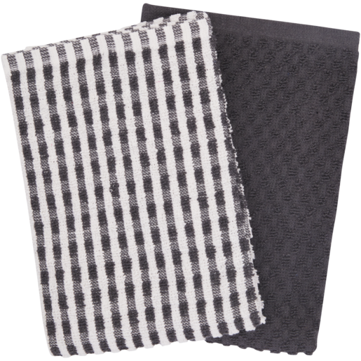 2pk Cotton Geometric Kitchen Towels Black - Room Essentials 2 ct