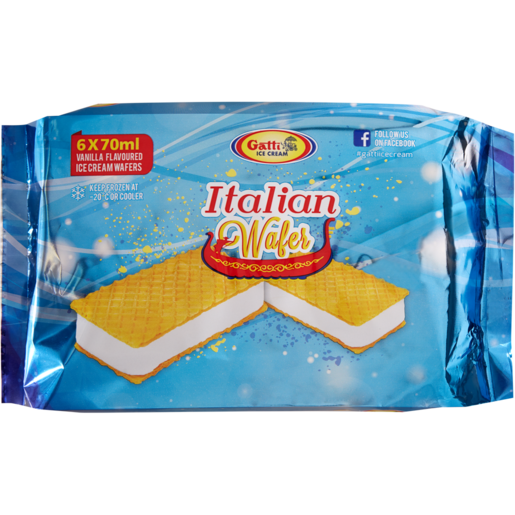 Gatti Ice Cream Italian Wafer Ice Cream Sandwiches 6 x 70ml